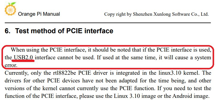 Скрин документации Orange Pi с описанием аналогичного ограничения на устройстве с аналогичным процессором.