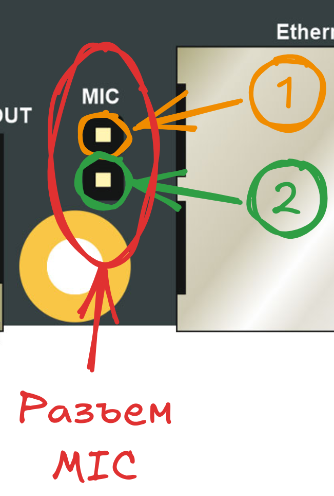 Расположение разъема MIC