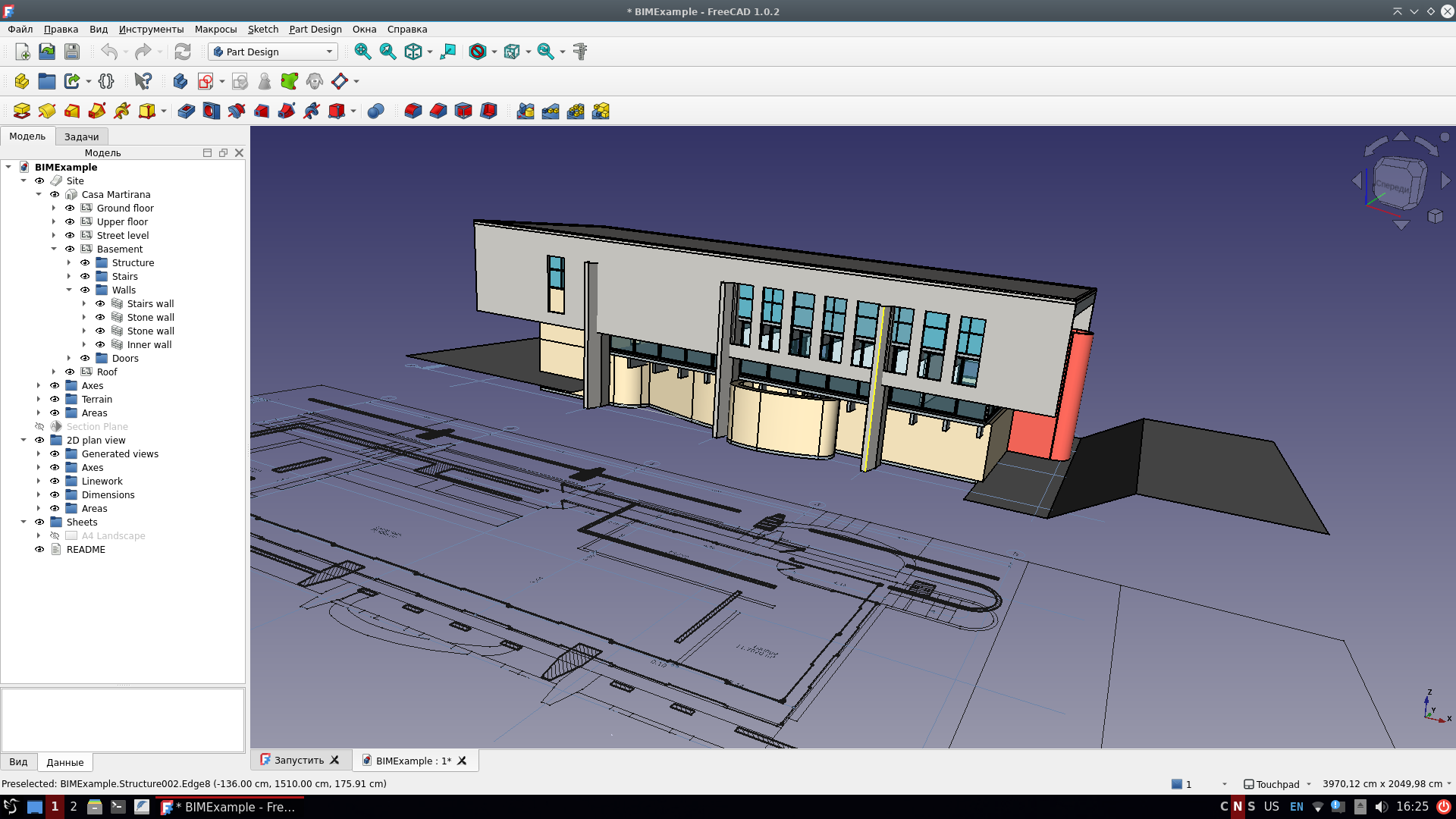 Пример использования FreeCad для проектирования здания