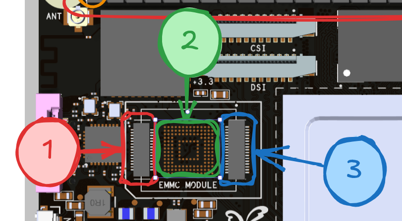 Вид сверху - Разъем eMMC Вид сверху - Разъем eMMC
