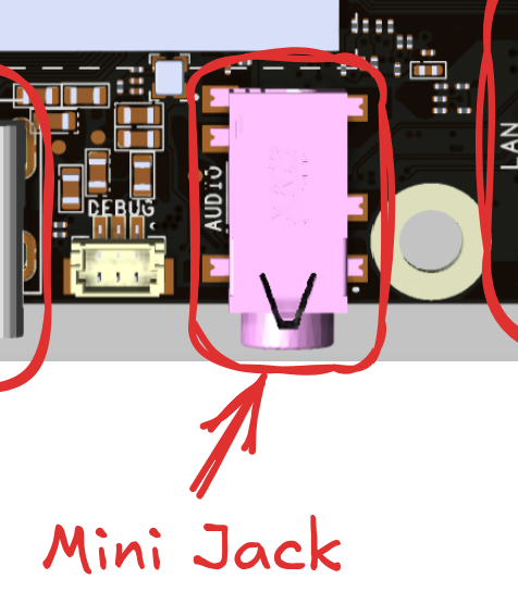 Вид сверху - Разъем Mini Jack Вид сверху - Разъем Mini Jack