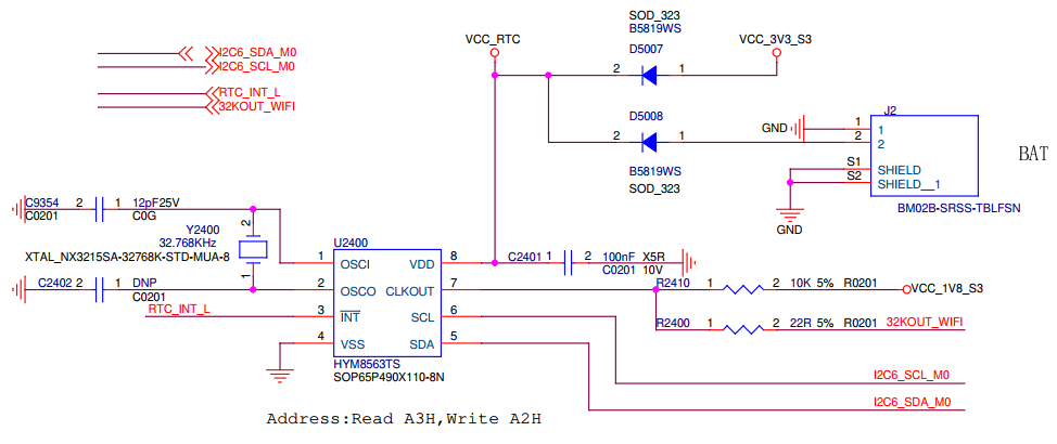 Схема - Разъем питания часов реального времени (RTC) Схема Разъем питания часов реального времени RTC