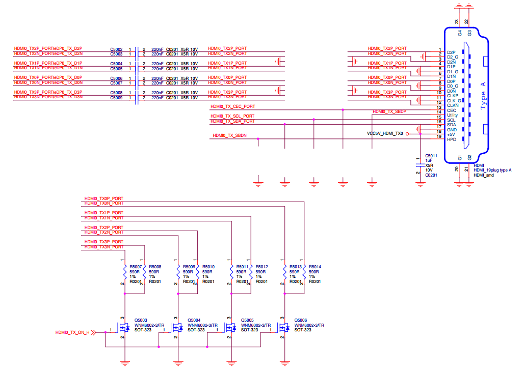Схема - Разъем HDMI Схема Разъем HDMI