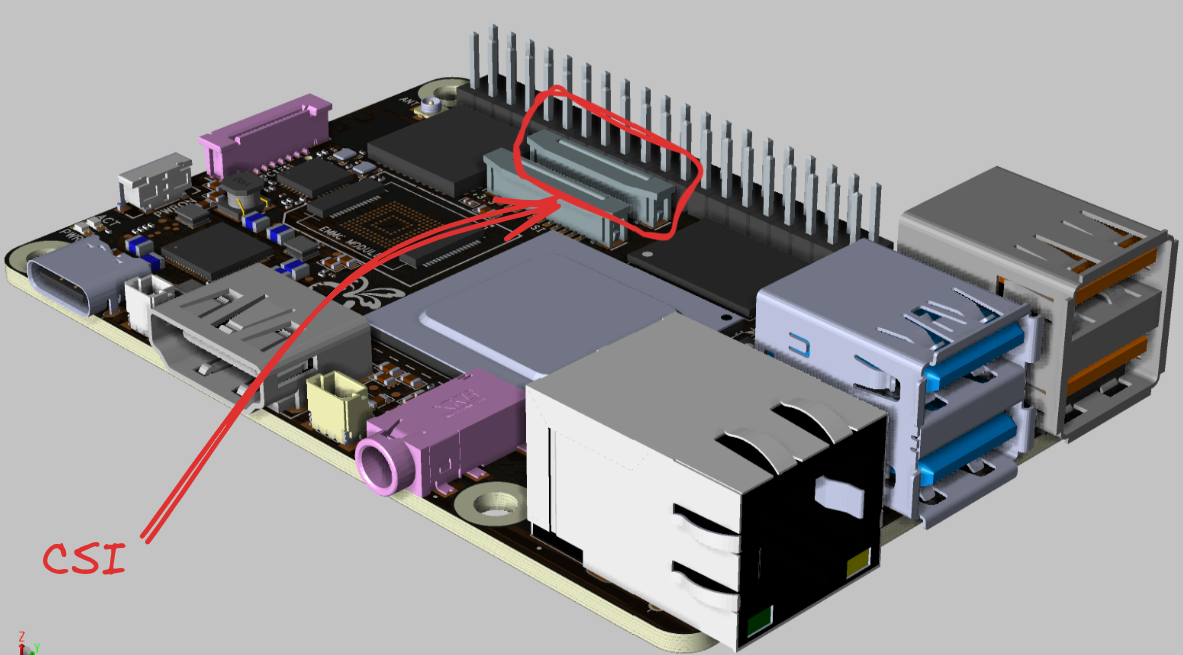 Вид в пространстве - Разъем CSI Вид в пространстве - Разъем CSI