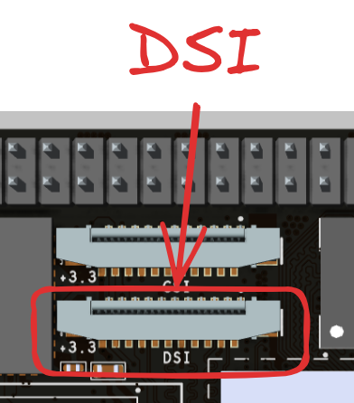 Вид сверху - Разъем DSI Вид сверху - Разъем DSI