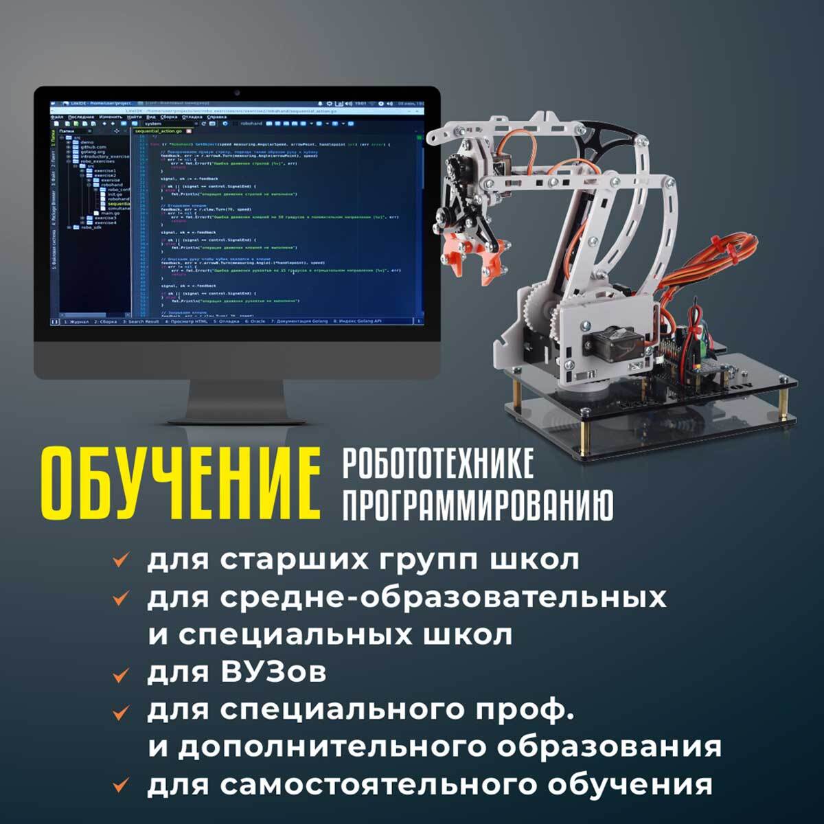 Робот конструктор RoboIntellect / Электромеханический манипулятор для сборки RM 001 / Программирование на Python