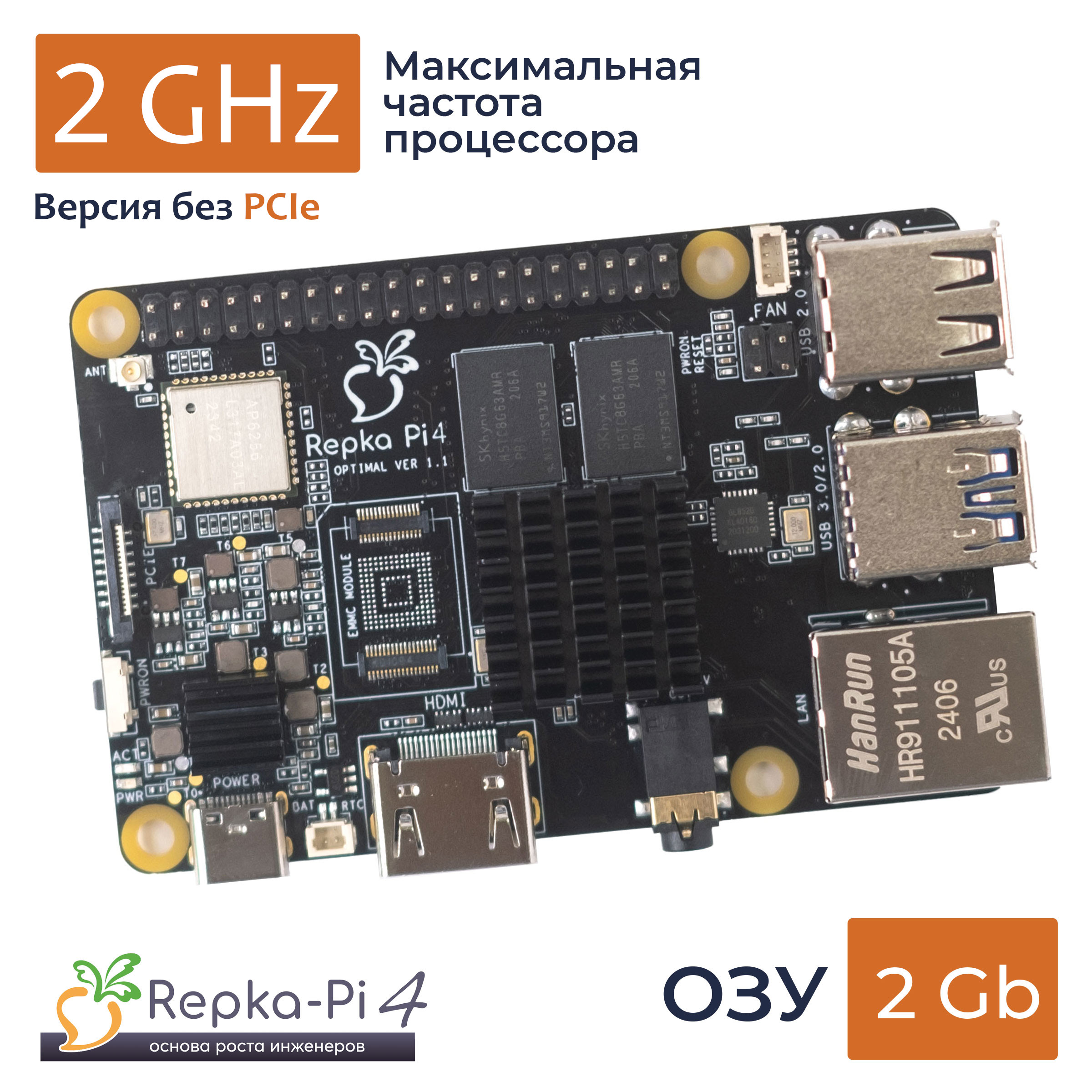 Repka Pi 4 Optimal 2.0 GHz. 2 Gb ОЗУ
