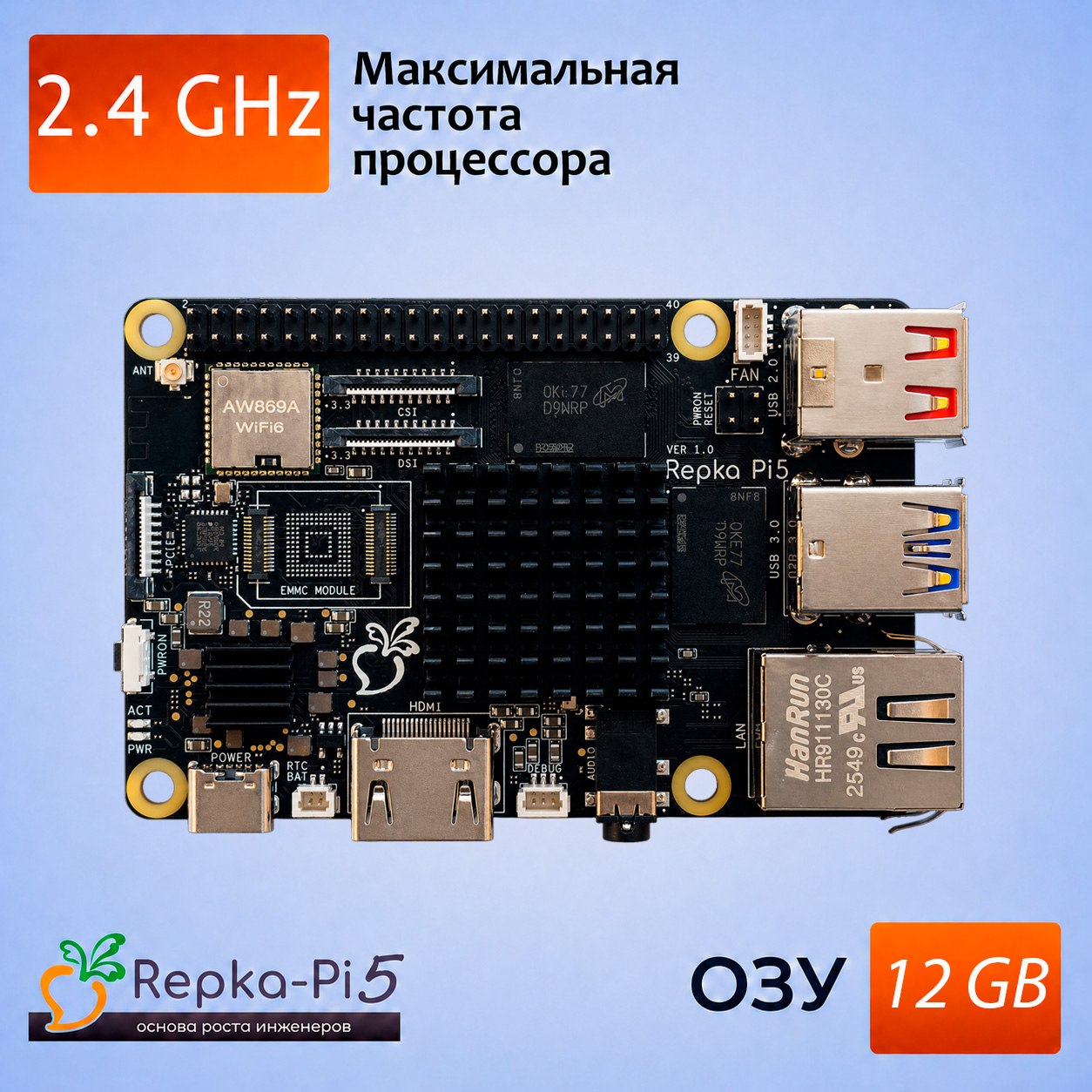 Repka Pi 5, 2.4 GHz, 12 Gb ОЗУ